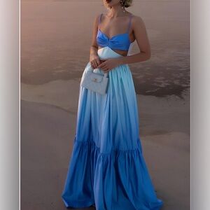 Commense Blue and White Gradient Maxi Dress